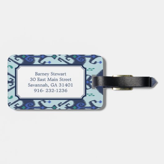 Het moderne groenachtig blauwe monogram van het ik bagagelabel (Achterkant horizontaal)