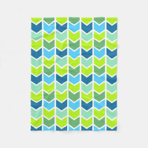 Het moderne Groene en Blauwe Geometrische Patroon Fleece Deken