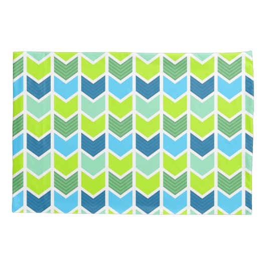 Het moderne Groene en Blauwe Geometrische Patroon Kussensloop (Achterkant)
