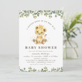 Het moderne groene Eucalyptus Foliage Lion Baby sh Kaart (Staand voorkant)