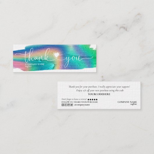 het moderne hart van de manuscriptholograaf bedank mini visitekaartje (Voorkant / Achterkant)