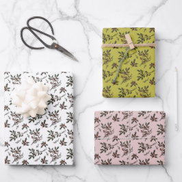 Het moderne Holly Christmas Plant winterpatroon Inpakpapier Vel