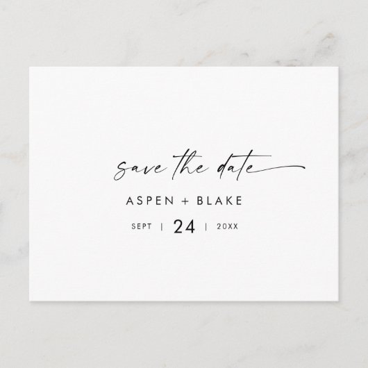 Het moderne Horizontale Manuscript sparen het Brie Uitnodiging Briefkaart (Voorkant)