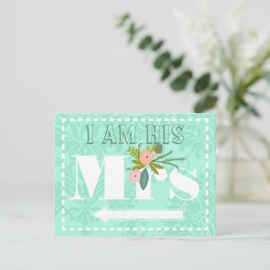 Het moderne Huwelijk van het Damast van de Munt Briefkaart (Staand voorkant)