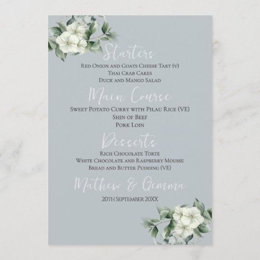 Het moderne huwelijksmenu van Eucalyptus Programmakaart (Achterkant)