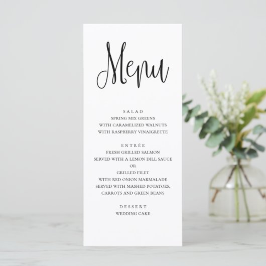 Het moderne huwelijksmenu. Zwart-wit dinermenu Menu (Staand voorkant)