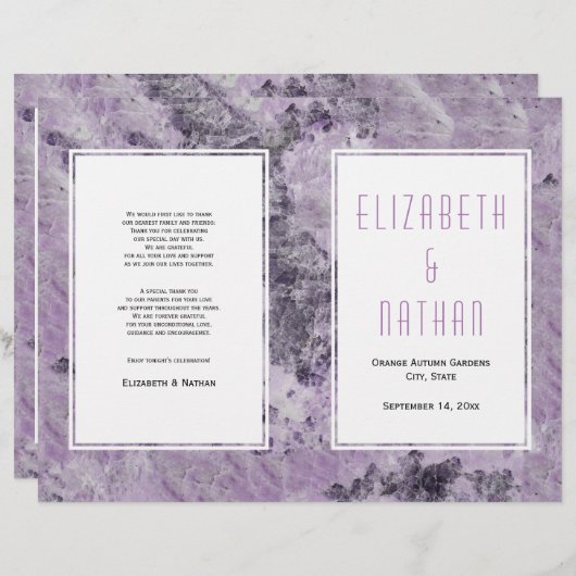 Het moderne huwelijksprogramma Amethyst paarse mar (Voorkant / Achterkant)