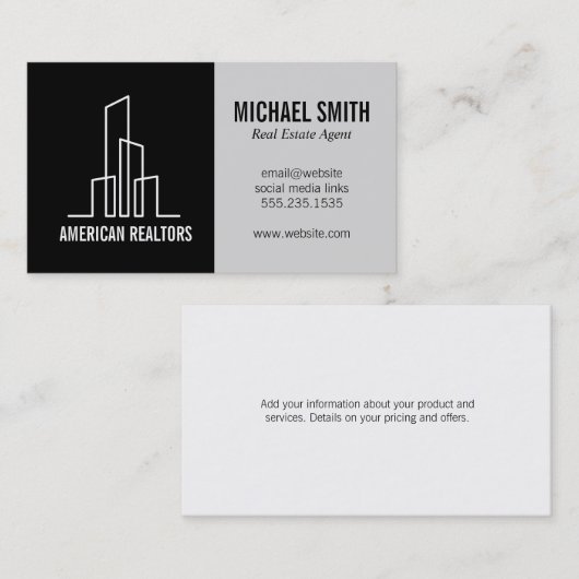 Het moderne icoon van het gebouw | makelaar in onr visitekaartje (Voorkant / Achterkant)