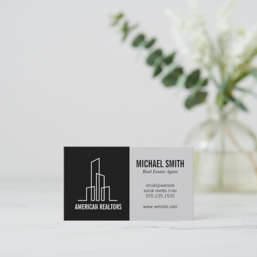 Het moderne icoon van het gebouw | makelaar in onr visitekaartje (Staand voorkant)