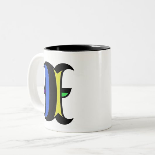 Het moderne Initiaal I Tweekleurige Koffiemok (Voorkant links)