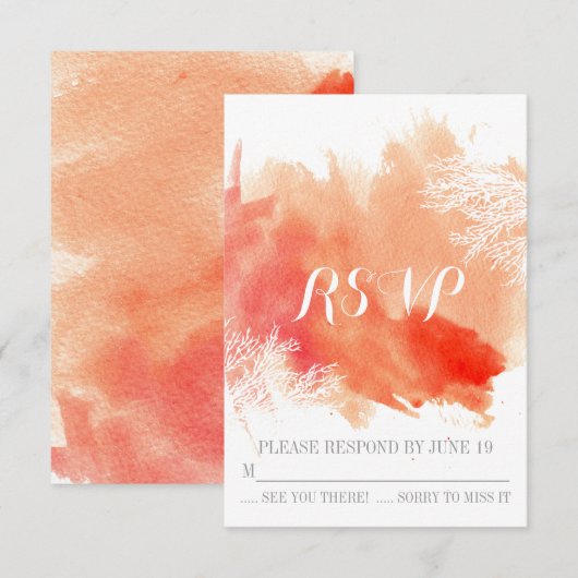 Het moderne koraalrif van de waterverf RSVP antwoo (Voorkant / Achterkant)