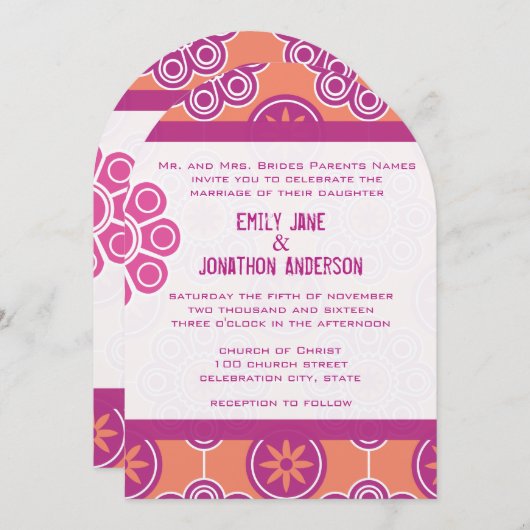 Het moderne koraalroze en Oranje bloemenpatroon Kaart (Voorkant / Achterkant)