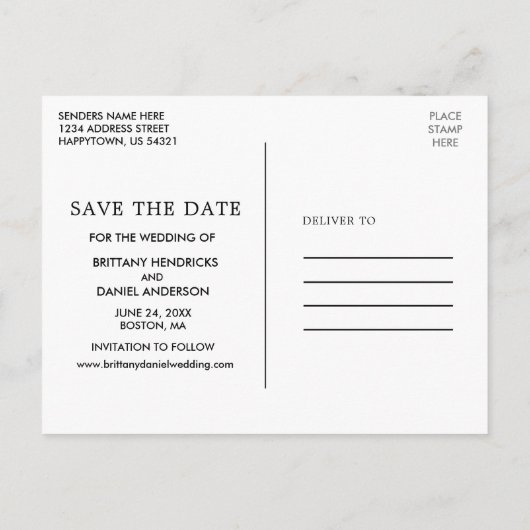 Het moderne Lijst van de Vang Rood sparen de Datum Briefkaart (Achterkant)