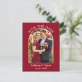 Het moderne Lijst van de Vang Rood sparen de Datum Briefkaart (Staand voorkant)