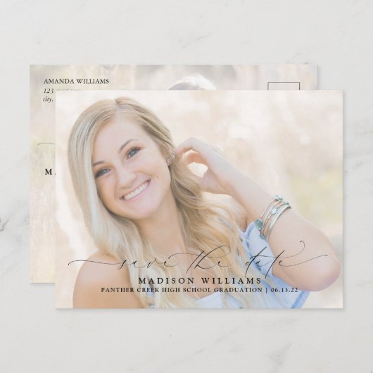 Het moderne Manuscript 2 Afstuderen van de Foto sp Aankondigingskaart (Voorkant / Achterkant)