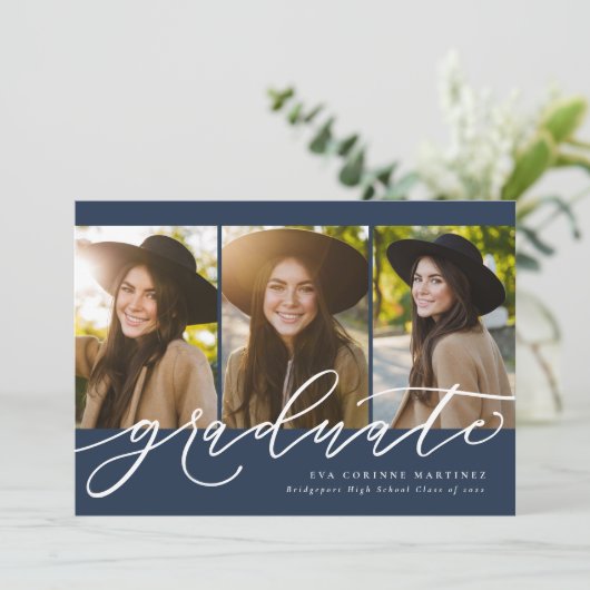 Het moderne manuscript afstuderen drie afstuderen aankondiging (Staand voorkant)