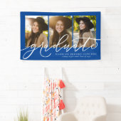 Het moderne manuscript afstuderen drie foto blauw  spandoek (Insitu)