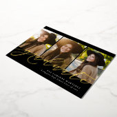 Het moderne manuscript afstuderen eenvoudig 3 foto folie uitnodiging (Gedraaid)