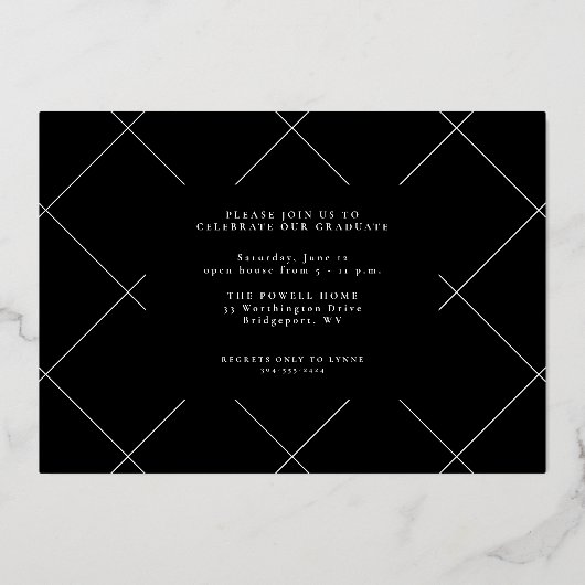 Het moderne manuscript afstuderen eenvoudig 3 foto folie uitnodiging (Achterkant)