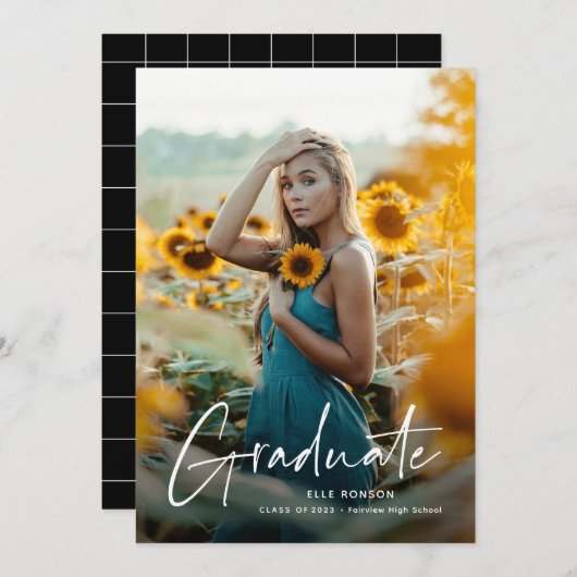 Het moderne Manuscript Afstuderen Eenvoudig Afstud Aankondiging (Voorkant / Achterkant)