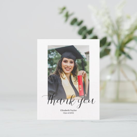 Het moderne Manuscript Afstuderen Eenvoudig Afstud Bedankkaart (Staand voorkant)
