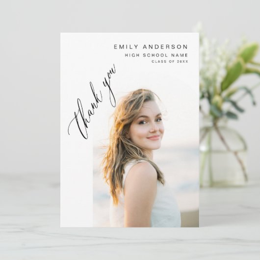 Het moderne Manuscript Afstuderen Eenvoudig Afstud Bedankkaart (Staand voorkant)