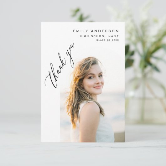 Het moderne Manuscript Afstuderen Eenvoudig Afstud Bedankkaart (Staand voorkant)