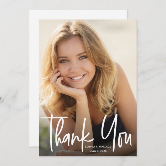 Het moderne Manuscript Afstuderen Eenvoudig Afstud Bedankkaart (Voorkant / Achterkant)