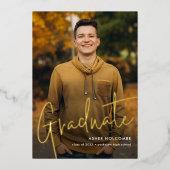 Het moderne Manuscript Afstuderen Eenvoudig Afstud Folie Uitnodiging (Voorkant)
