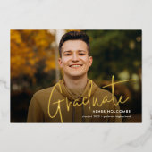 Het moderne Manuscript Afstuderen Eenvoudig Afstud Folie Uitnodiging (Voorkant)