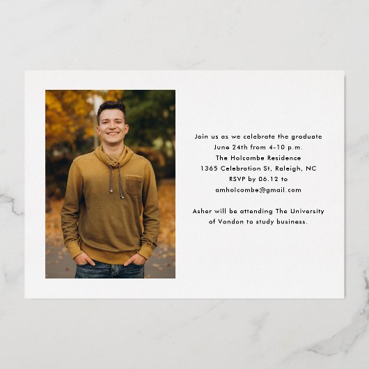 Het moderne Manuscript Afstuderen Eenvoudig Afstud Folie Uitnodiging (Achterkant)