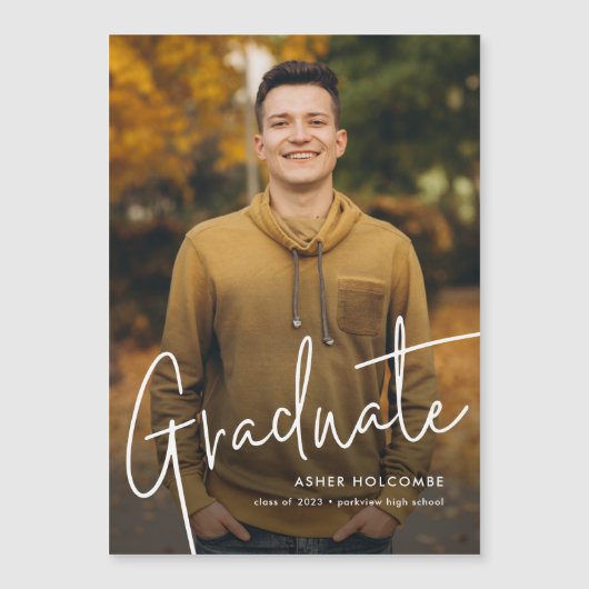 Het moderne Manuscript Afstuderen Eenvoudig Afstud Magnetische Uitnodiging (Voorkant)