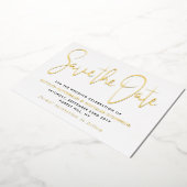 Het moderne Manuscript bewaart Echte de Datum Folie Uitnodiging (Gedraaid)