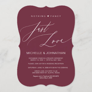 Het moderne Manuscript Burgundy Wedding Elopement  Kaart