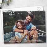 Het moderne Manuscript die van de Rendy samen word Briefkaart<br><div class="desc">Moderne Trendy Calligraphy Script Couple Photo Save the Date We Get Married Verloving Announcement Briefkaart</div>