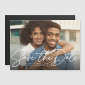 Het moderne manuscript eenvoudige foto bewaart de magnetische uitnodiging (Voorkant / Achterkant)