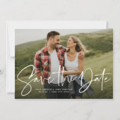 Het moderne manuscript eenvoudige foto bewaart de  magnetische uitnodiging (Voorkant)