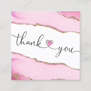 het moderne manuscript roze hart bedankt u voor uw vierkante visitekaartje