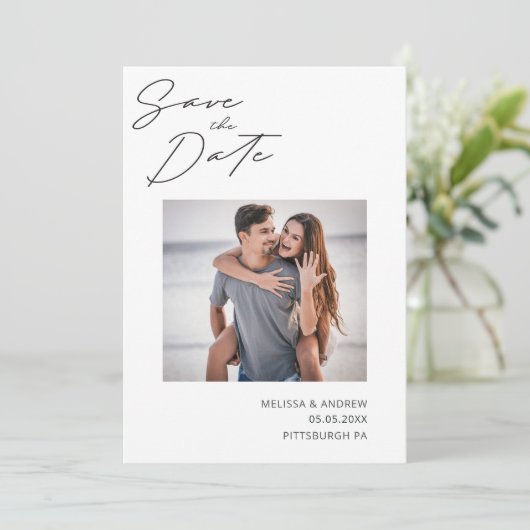 Het moderne Manuscript sparen de Datum Save The Date (Staand voorkant)