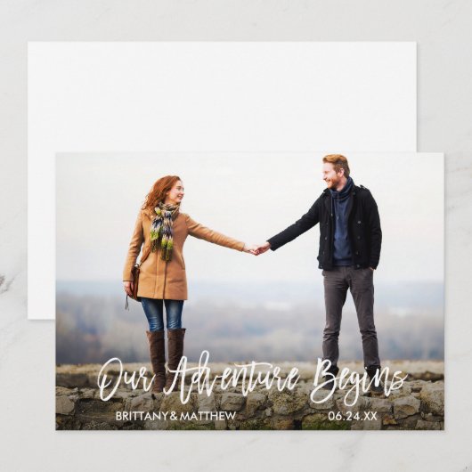 Het moderne Manuscript van de Borstel Ons avontuur Save The Date (Voorkant / Achterkant)