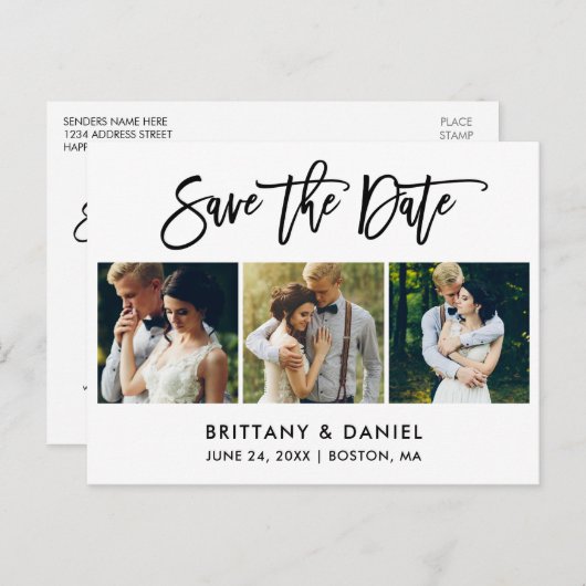 Het moderne Manuscript van de Borstel sparen Datum Aankondigingskaart (Voorkant / Achterkant)