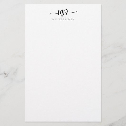 Het moderne Manuscript van de Borstel van het Mono Briefpapier (Voorkant)