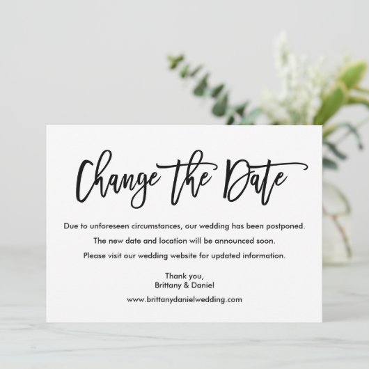 Het moderne Manuscript van de Borstel verandert de Save The Date (Staand voorkant)