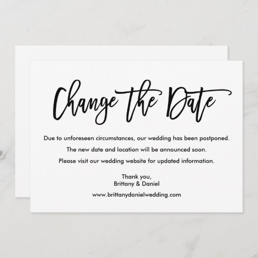 Het moderne Manuscript van de Borstel verandert de Save The Date (Voorkant / Achterkant)