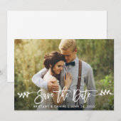 Het moderne Manuscript van de Borstel verlaat Foto Save The Date (Voorkant / Achterkant)