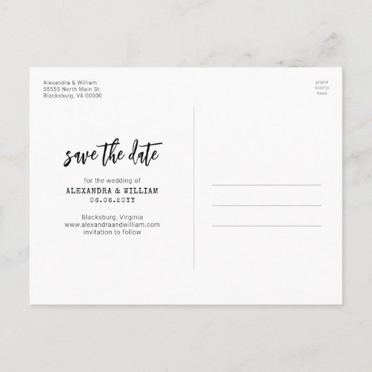 Het moderne Manuscript van de Foto Boho sparen het Aankondigingskaart (Achterkant)