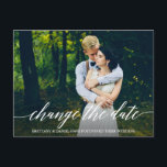 Het moderne Manuscript van de Kalligrafie verander Briefkaart<br><div class="desc">Het moderne Manuscript van de Kalligrafie verandert de Datum die het Briefkaart van de Foto van het Band met de zegen uitstelt</div>