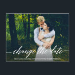 Het moderne Manuscript van de Kalligrafie verander Briefkaart<br><div class="desc">Het moderne Manuscript van de Kalligrafie verandert de Datum die het Briefkaart van de Foto van het Band met de zegen uitstelt</div>