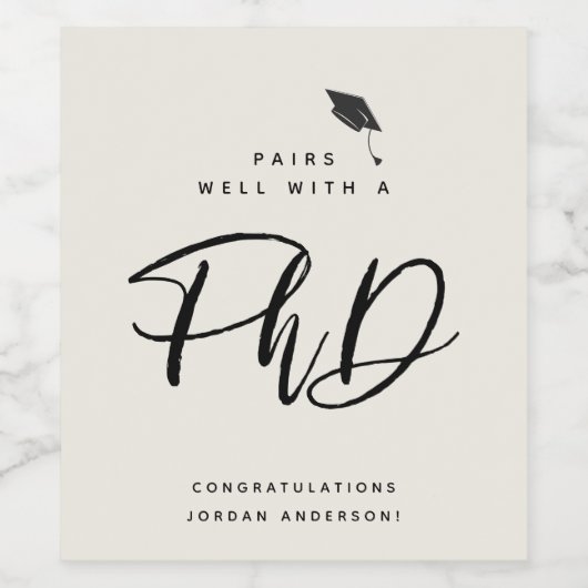 Het moderne Manuscript van het Afstuderen felicite Wijn Etiket (Enkel label)