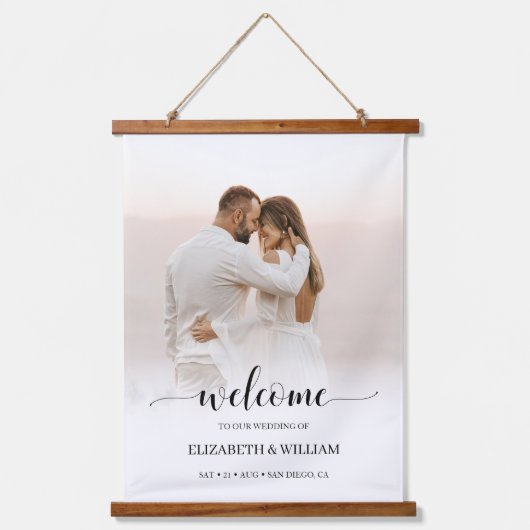 Het moderne Manuscript Vertical Foto Weddenschap W Hangend Wandkleed (Voorkant)